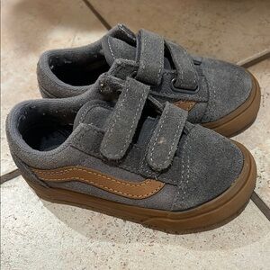 Vans Gray and Brown Sneakers with Velcro Straps